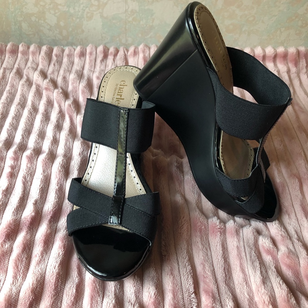 Charles by Charles David black wedge slip on heels